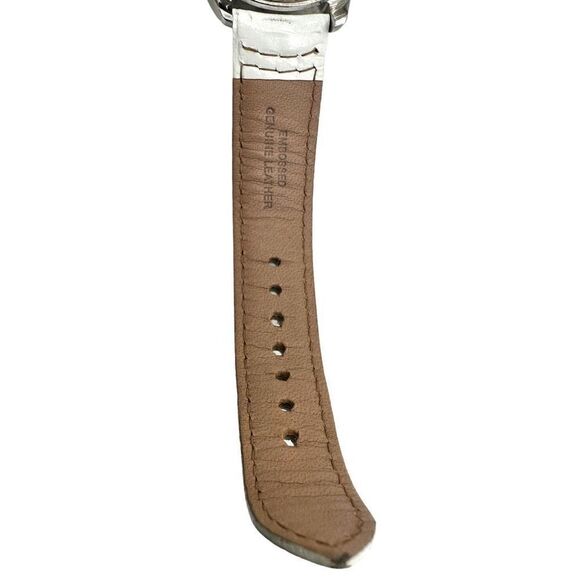 Michael Kors Women's Wristwatch Embossed Genuine Leather Stainless Steel White - Picture 4 of 9
